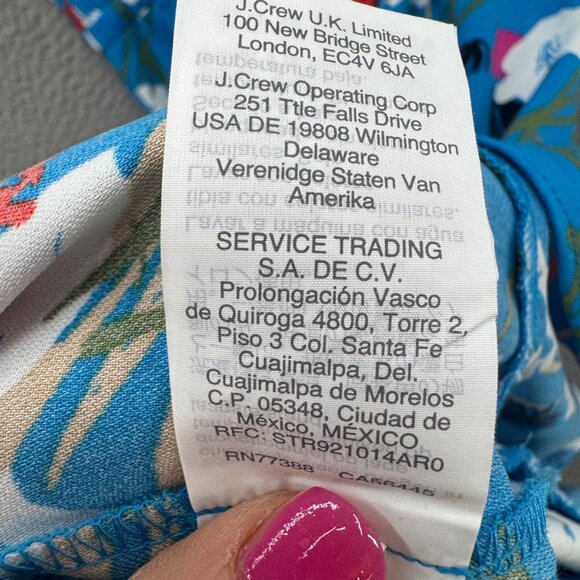 J.CREW Mercantile High Low Faux Wrap Dress Emmahansi Cabana Blue Multi Size S - Picture 11 of 15